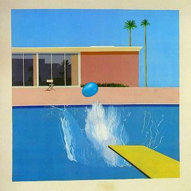 a bigger splash, vollegg, blu, oeuf bleu, david hockney, splash, pop art, contemporary art